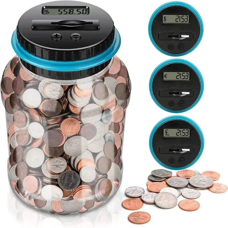 Hucha grande, hucha Digital para contar monedas con contador LCD, capacidad de 1,8 L, tarro para dinero, regalos para niños y niñas