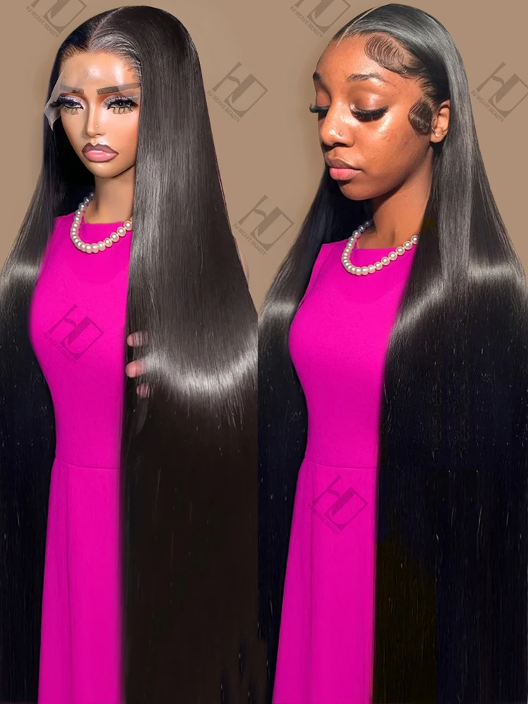 40 50 Inch Straight 13x6 13x4 Hd Lace Front Human Hair Wig 250 Density Brazilian 360 Full Lace Frontal Wigs Preplucked For Women