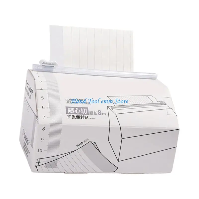 H37F Adhesive Note Paper 8.74yard Long Adhesive Note Pad Memo Sheet with Built in Cutter Reminder on Journal Notebook Fridge