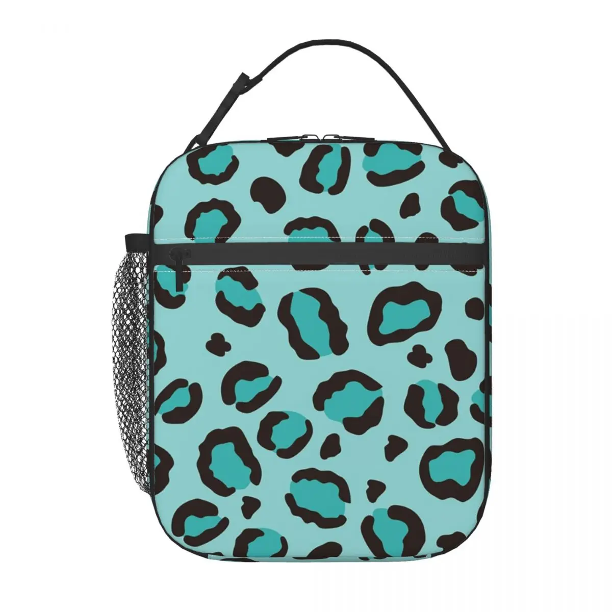 Cool Turquoise Blue Leopard Print Cheetah Insulated Lunch Bag for Women Kids Leakproof Food Boxes Thermal Lunch Box Tote