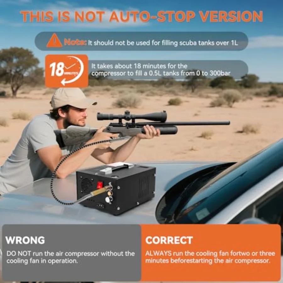 ضاغط هواء PCP عالي الأداء 350 وات مع مخرج 4500 رطل لكل بوصة مربعة 30 ميجا باسكال جهد مزدوج 12 فولت تيار مستمر 110 فولت مصدر طاقة تيار متردد خالي من الزيت و WaterFre #2
