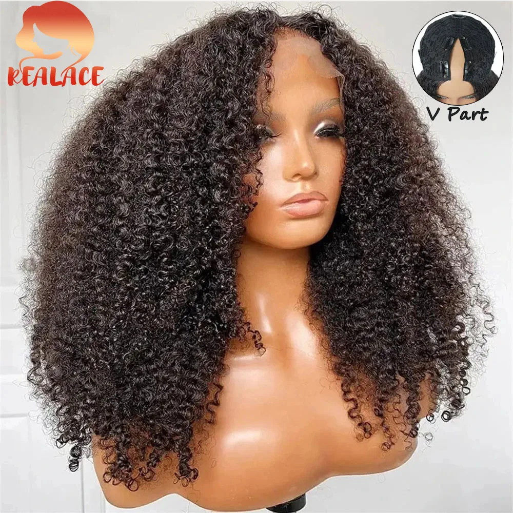 

Парик из натуральных волос с кудрявыми локонами, парик V-образной формы, черный цвет 1B, глубокая волна, прозрачный HD-кружевной парик с эффектом водной волны, парик V-образной формы с кружевной передней частью