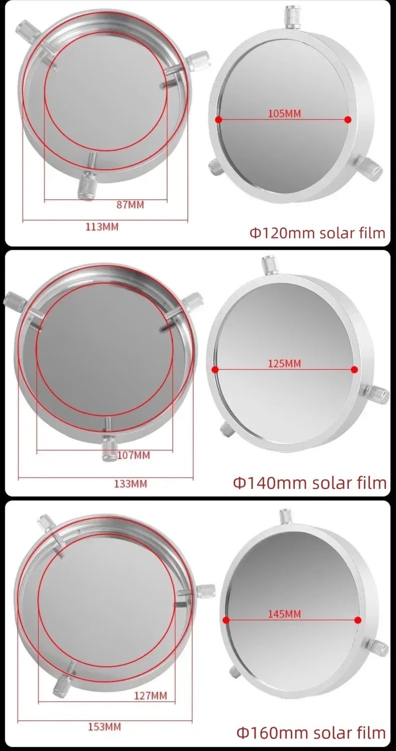 Angeleyes Sonnenfilter für Sonnenfinsternisse und Sonnenfleckenbeobachtung, kompatibel mit 80-250mm Teleskopen – Detail 13