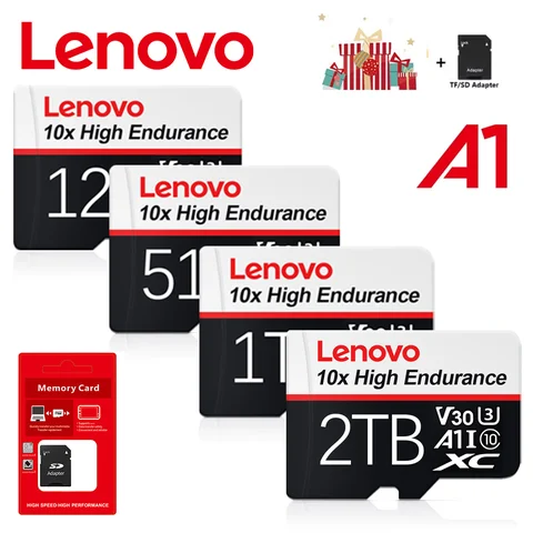 레노버 SD 메모리 카드, 초고속 전송 마이크로 TF SD 카드, 휴대폰 PC용, 2TB, 1TB, 512GB, 256GB, 128GB