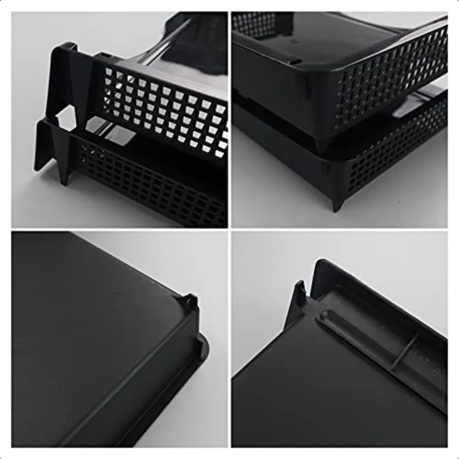 Wekioger Vassoio portaoggetti in plastica per documenti impilabile, cestino per documenti, 6 confezioni