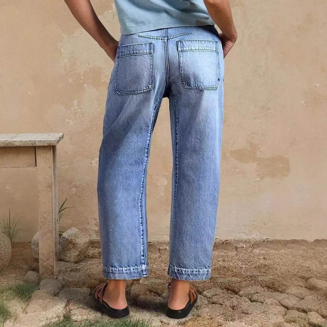 جينز نسائي بنمط جديد لخريف وشتاء أوروبي وأمريكي لعام 2025 بنطال نسائي فضفاض كاجوال وعصري #2