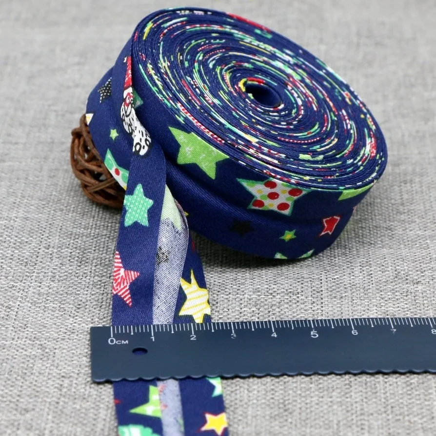 New Cotton Printed Bias Tape Size 25mm Folded Binding Cloth Tape for hom homework House cloth making DIY handmade ribbon