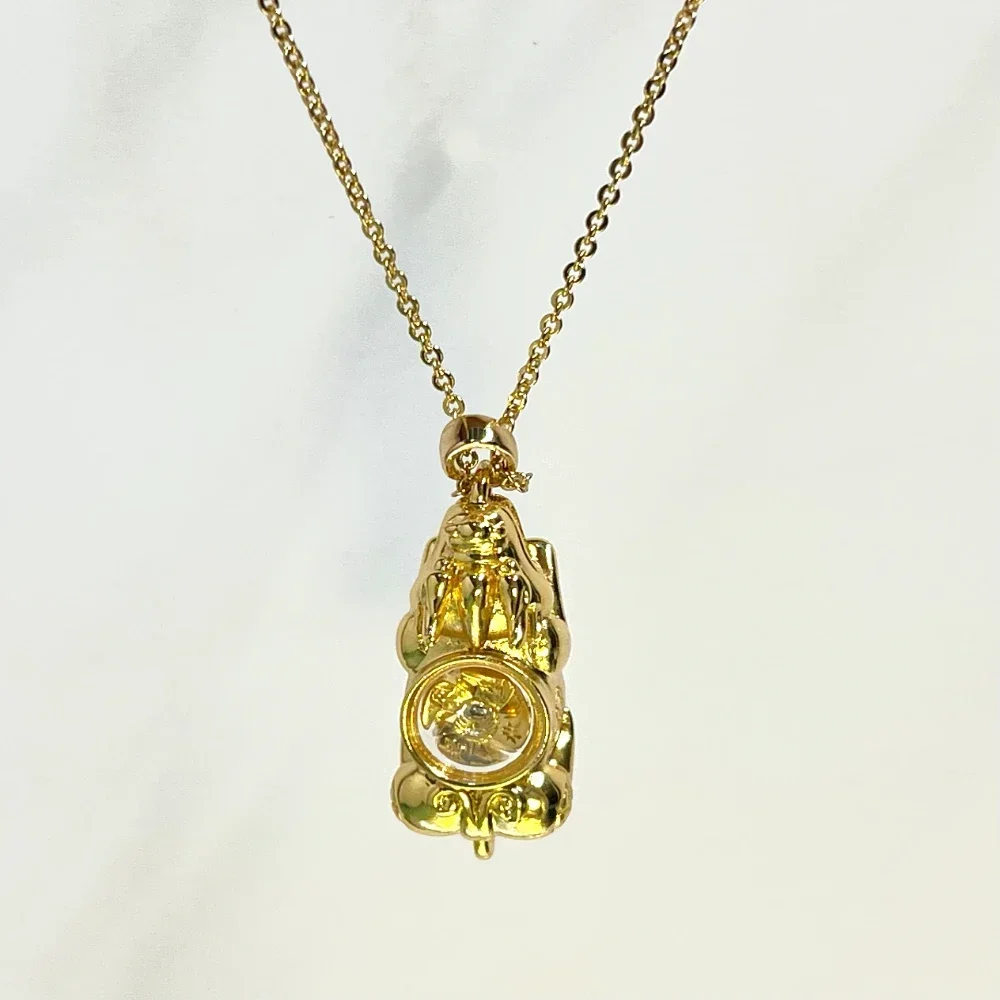 Collana rotante con diamanti intarsiati di ispirazione vintage, gioielli con ciondolo unisex per la decorazione