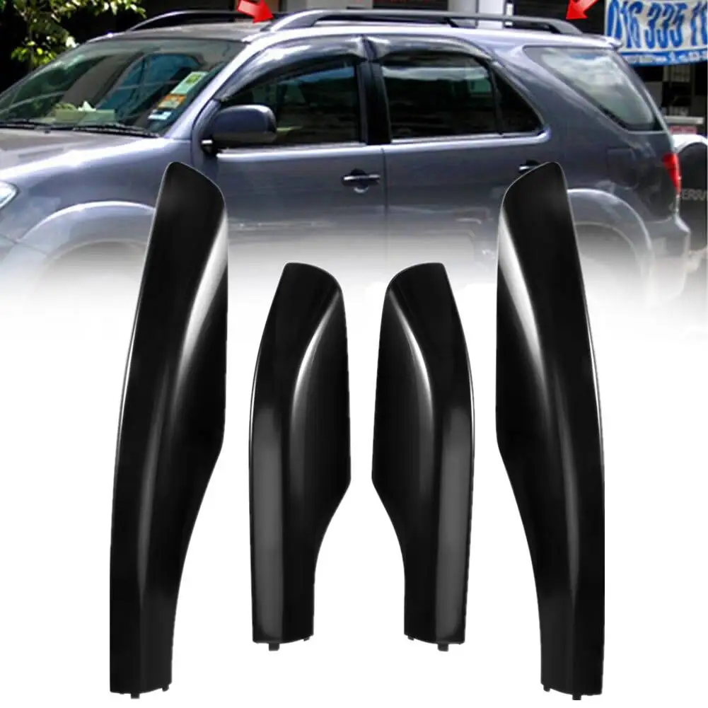 

4PCS Roof Rack Bar Rail Retrofit End Cover Protection Black Replacement For Toyota Fortuner AN50 AN60 MK1 Hilux SW4 2004-2014
