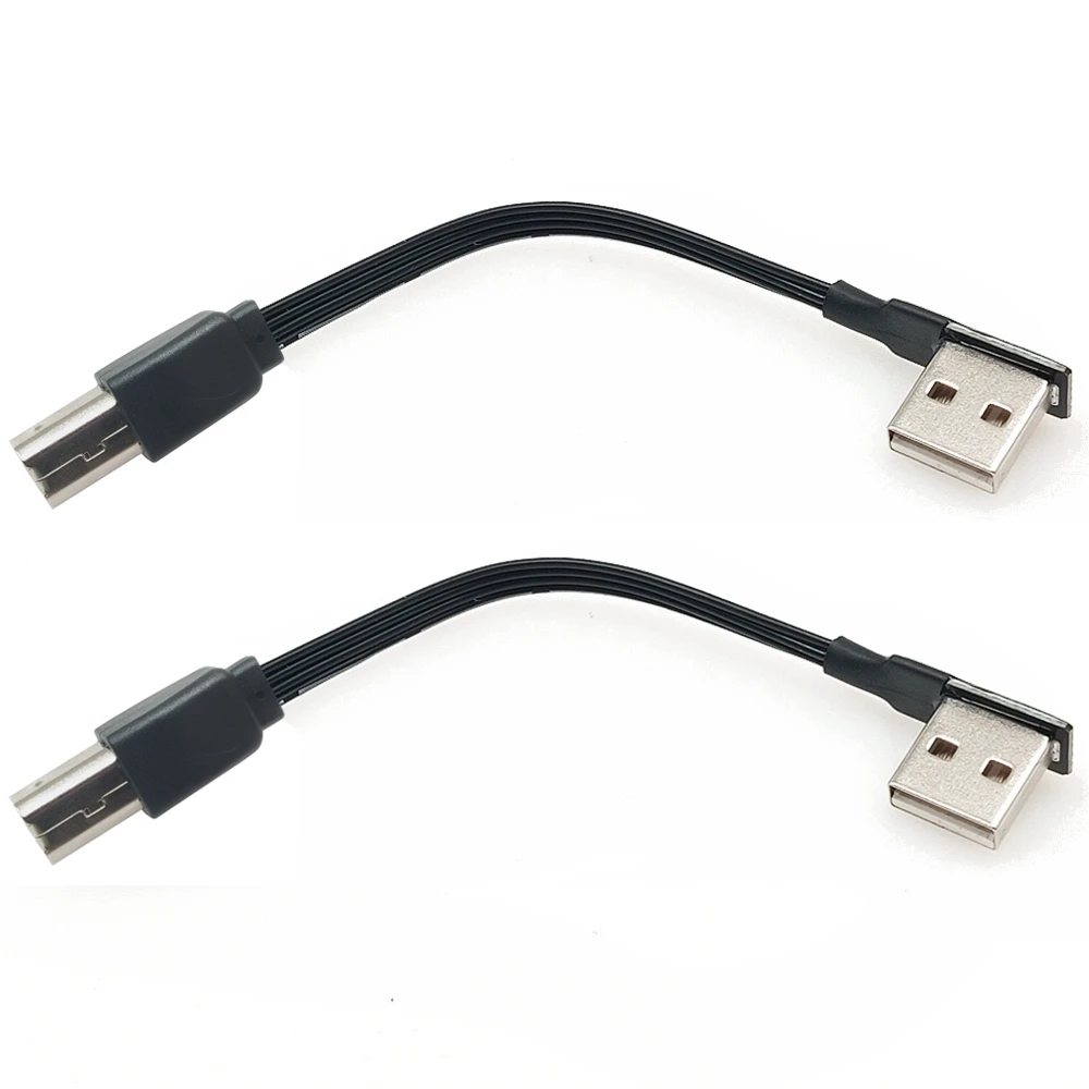 Soft silicone short wire USB to printer hard disk box data cable 0.1M 0.2M 0.5M ultra-thin USB-A to B male flexible cable elbow