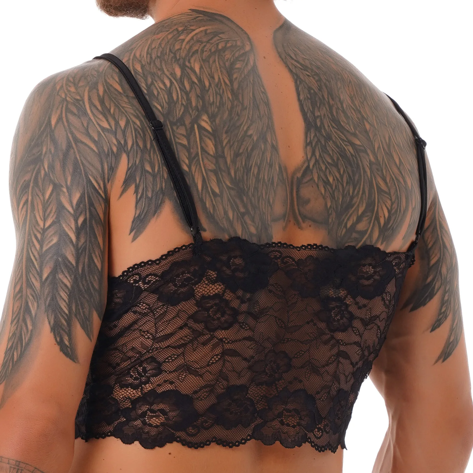 Sheer Floral Lace Vest Mens See Through Erotic Sissy Lingerie Bras Bralette Deep V Neck Camisole Shirt Vest Crop Top Nightwear