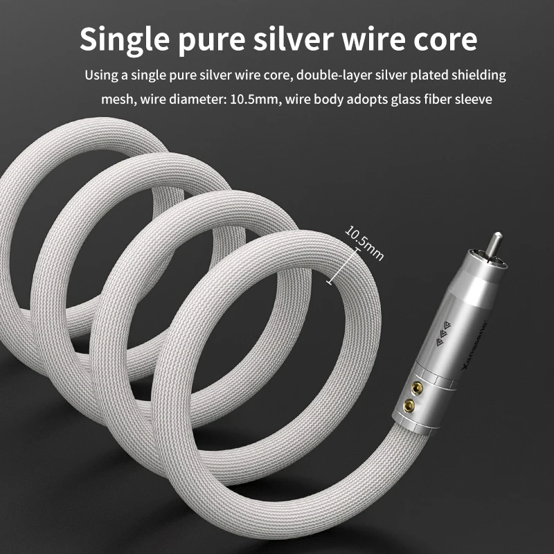 Cabo de prata pura hifi com plugue de platina banhado a ródio cabo de áudio coaxial 75 Ω saída de cabo amplificador de decodificação digital SPDIF