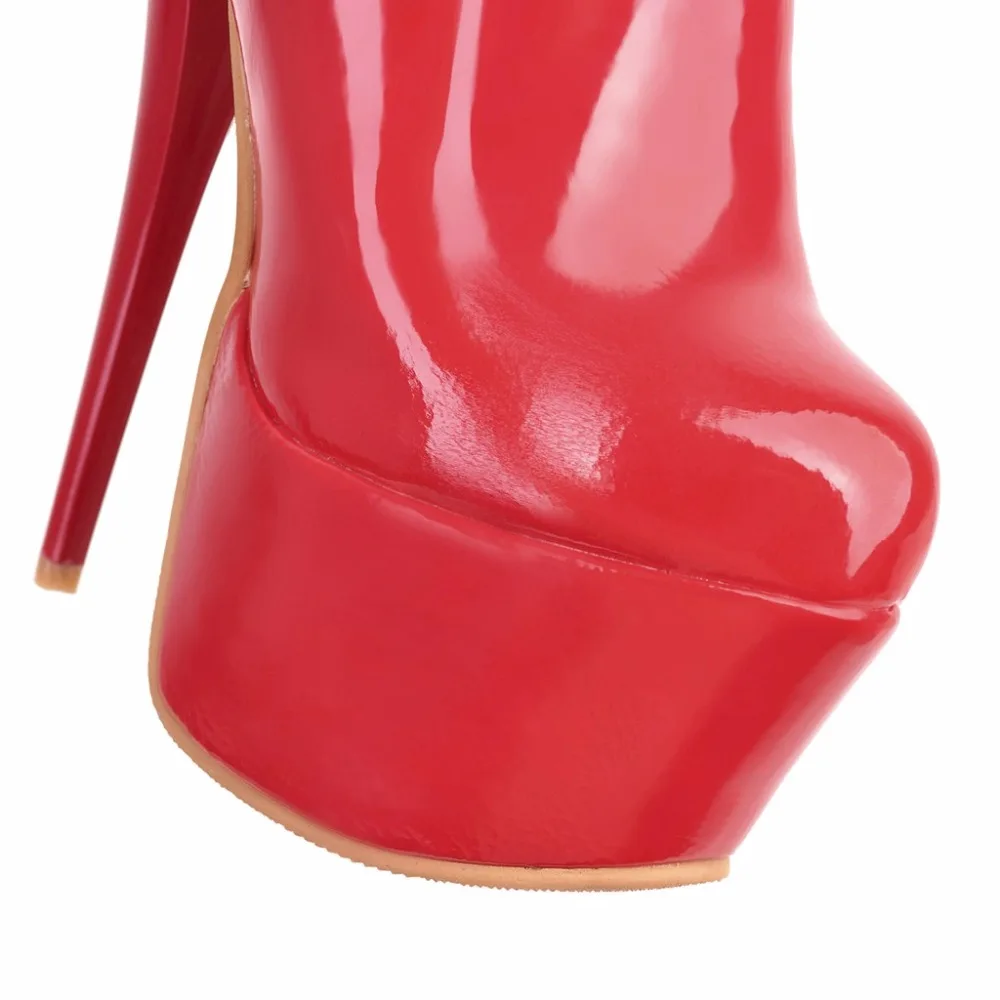 الأحمر المرأة فوق الركبة الأحذية المتطرفة عالية الكعب منصة الفخذ عالية التمهيد مثير الرقص ملهى ليلي أحذية الوثن حجم كبير 45 48 #4