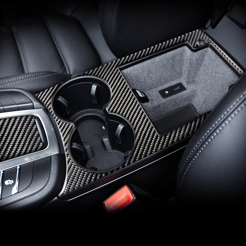 Zubehör für Porsche Macan: Carbonfaser-Interieur-Verkleidung für Schaltknauf, Getränkehalter und Dekorationsaufkleber