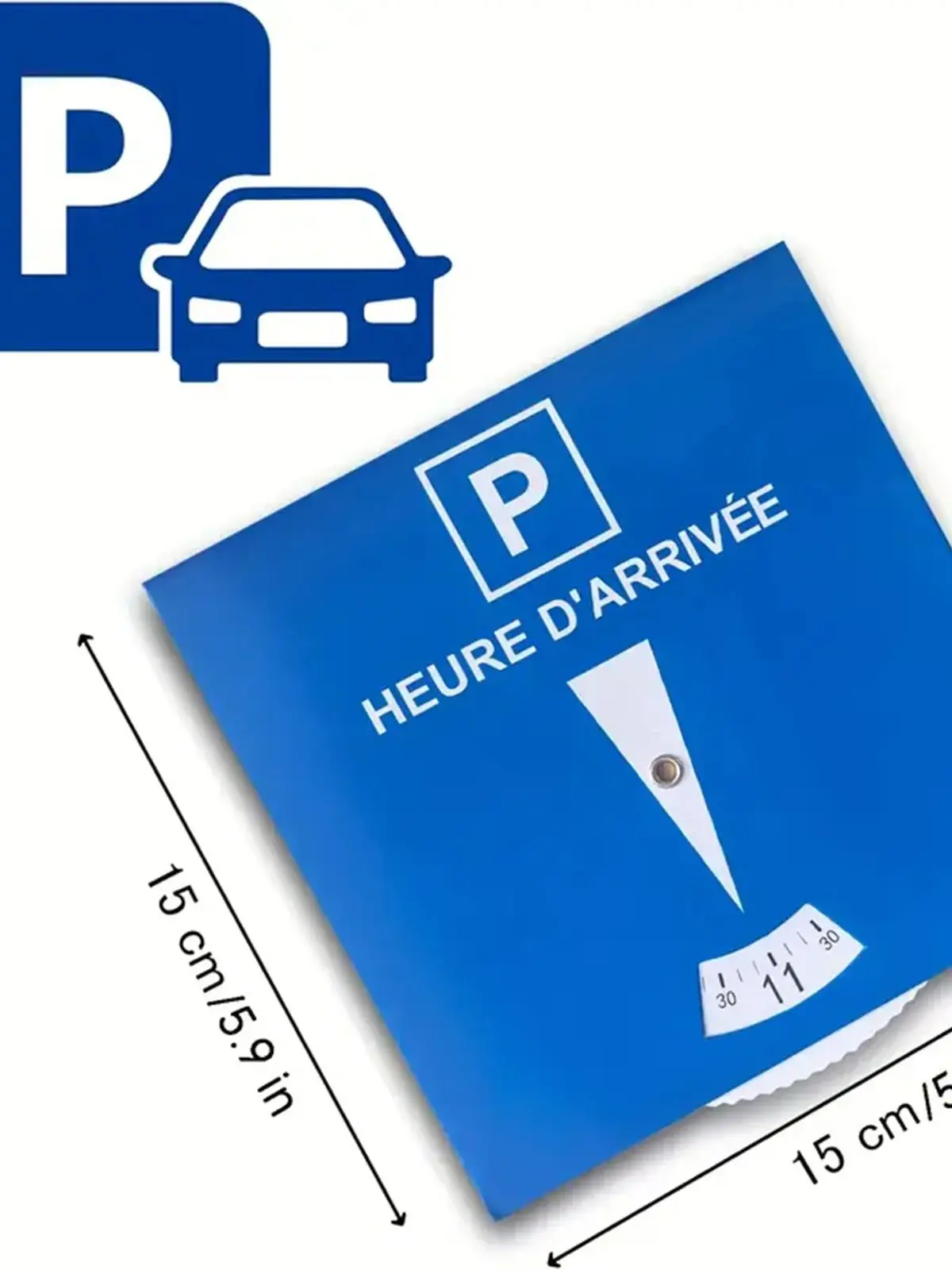Disque de stationnement en papier bleu, 1 ou 2 pièces, permis de stationnement avec symbole «P» et marquages de mesure pour disques de permis de stationnement de véhicule