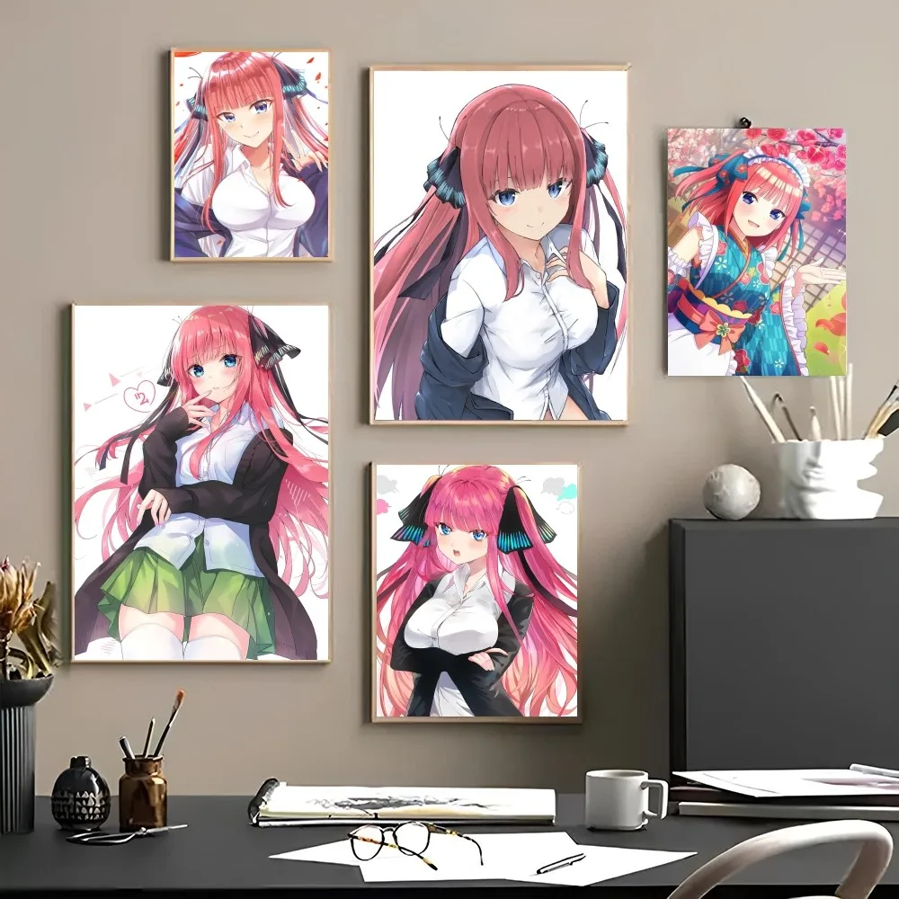 1pc Anime Q-Quintessential Quintuplets Poster Self-adhesive Art Waterproof Paper Sticker Coffee House Bar Room Wall Decor