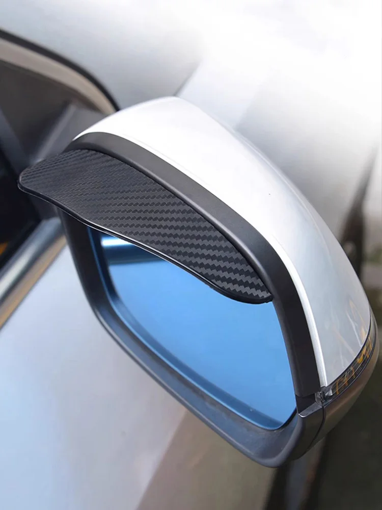 Car Rearview Mirror Rain Eyebrow Carbon Fiber Pattern Rain Shield Sports Single Blue Reversing Mirror Rain and Rain Shield