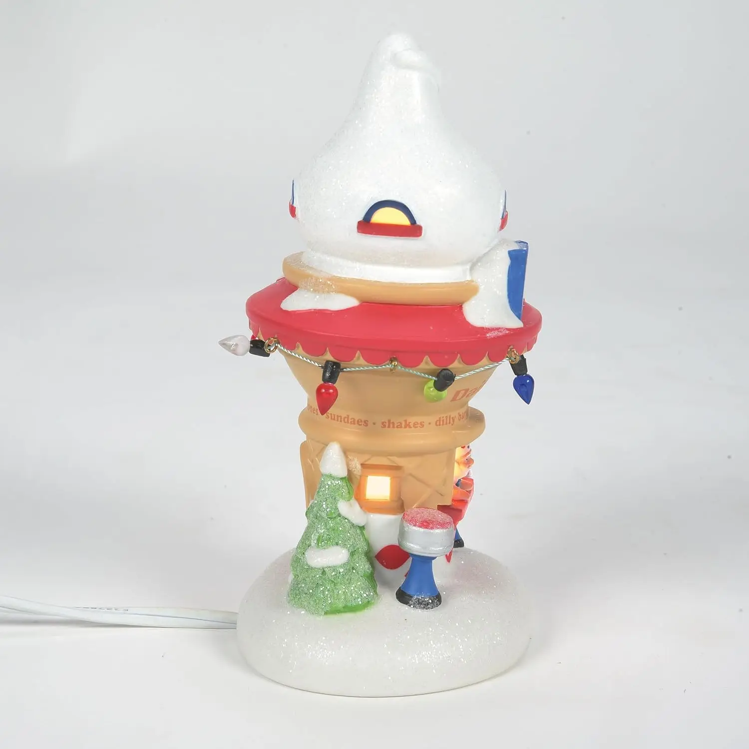 North Pole Village Edificio illuminato con cono gelato della regina materna di Babbo Natale, 5,2 pollici, decorazione natalizia multicolore