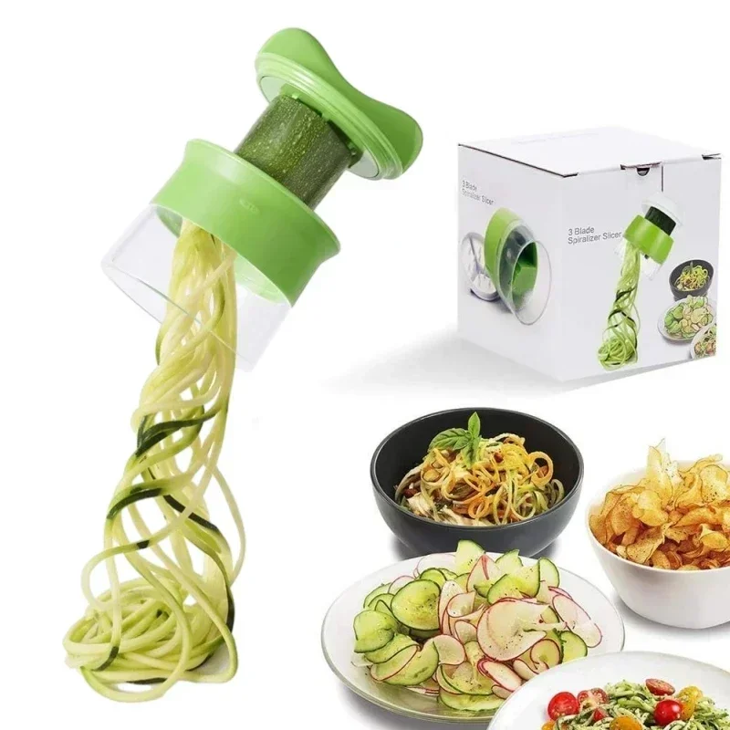 Spiral Vegetable Slicer Hand-held Vegetable And Fruit Slicer Adjustable Rotary Grater Cutter Salad Tools Kitchen Accessories