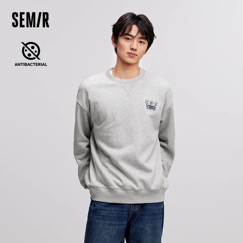 Semir Sweater Men Fleece Heating and Bacteriostatic 2024 Winter New Fashion Embroidered Couple Outfit Loose