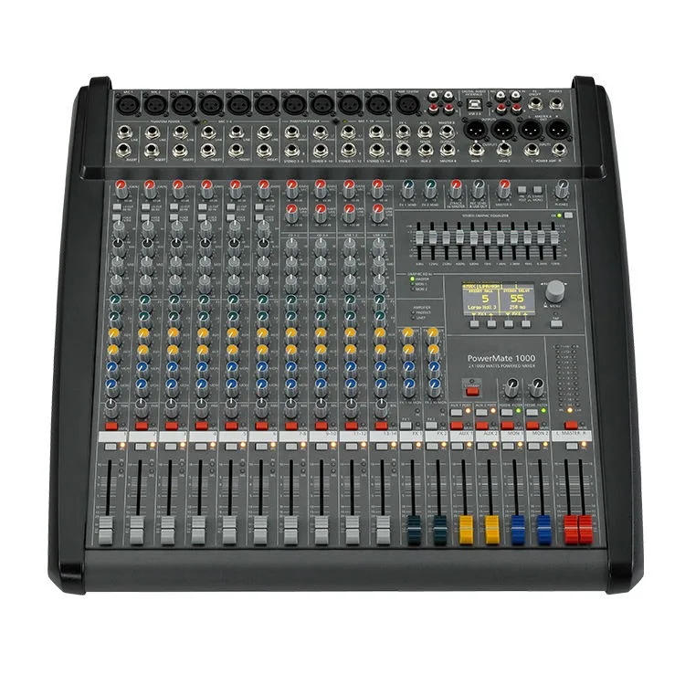 1:1 High Quality Powermate 1000-3 PM 1000 Audio Mixer powermate 1000 3 10 channels Powermate Mixer 2*1000W 4 ohm Germany DSP