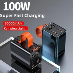 60000mAh Power Bank with 12V DC Heated Vest Jacket 100W Fast Charging Portable Powerbank for iPhone Xiaomi Samsung Huawei Laptop