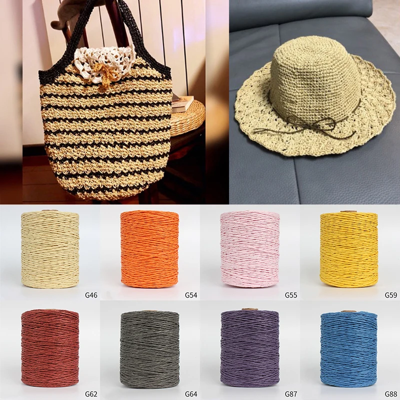 280-300M/roll Raffia Paper Knitting Yarn for DIY Woven Straw Cap Crochet Thread Hand Knit Hat Handbag Sewing Accessories