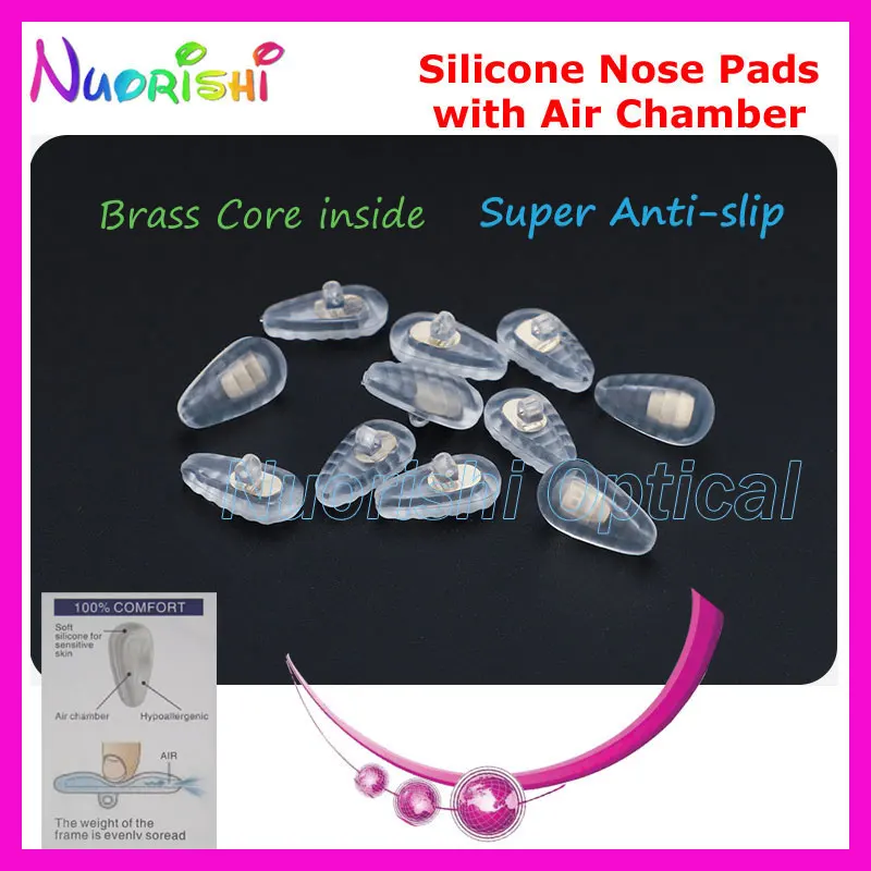 

2000pcs SiA30G Brass Core Inside Super Anti-slip Soft Silicone Eyewear Nose Pads with Air Chamber
