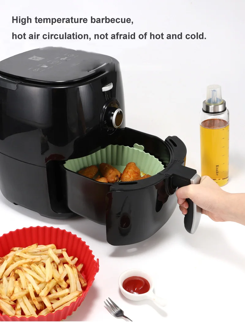 Air Fryer Baking Tray Reusable Silicone Baking Basket Grill Pan Food-Grade Safe Non-Stick Fryers Ovens Microwave Oven