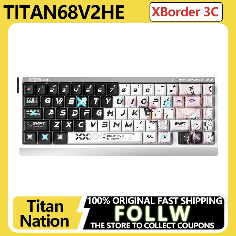 

Новая клавиатура TitanNation TITAN68V2HE с магнитным переключателем, проводная клавиатура RT0,001 мм, 0,08 мс, низкая задержка TITAN2.0HUB, 8 кГц, игровая клавиатура для киберспорта