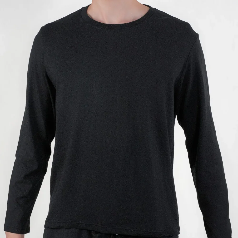 NONE Men's Long Sleeve T-Shirt Cotton White/Black 4
