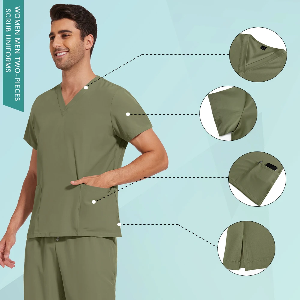 도매가 간호사 유니폼 의료 의사 수술복 세트 여성 병원 간호 액세서리 실험실 수술실 작업복