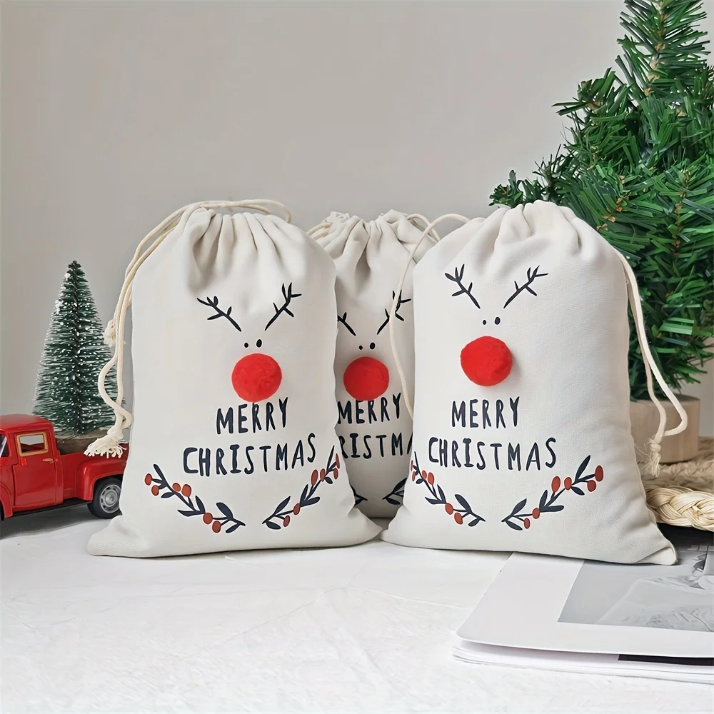 5 قطعة 13*18 سنتيمتر عيد الميلاد قماش الرباط أكياس ثلاثية الأبعاد الرنة عطلة هدية الحقائب ، أكياس الزخرفية احتفالية للاحتفال بالعام الجديد #1