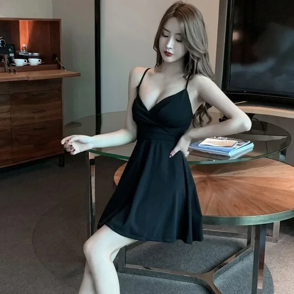 Women\'s Suspender Dress Sexy Strap Clothes Temperament Dress Sleeveless Summer Sweet Skirt Suspender Dress Slim Bodycon