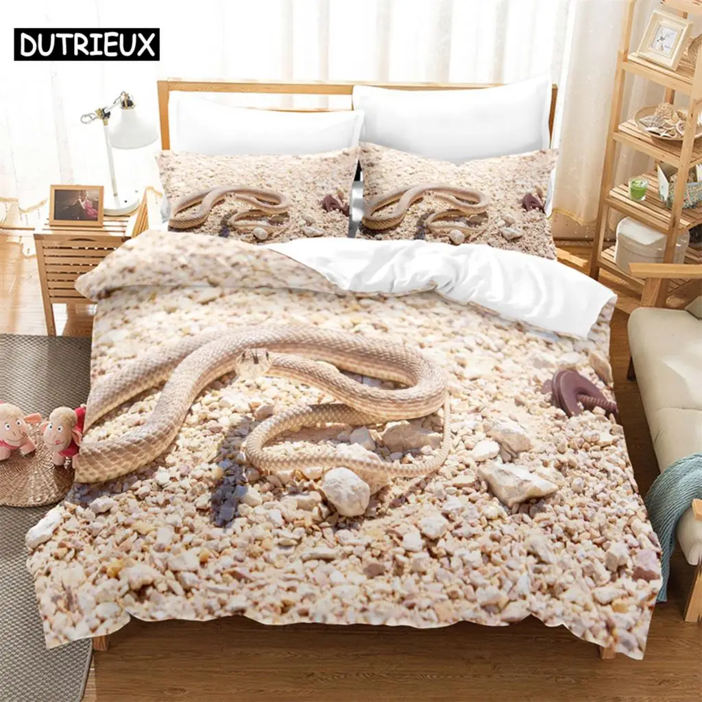 

Snake on the beach 3D Digital Bedding Set,Duvet Cover + Pillowcase,Popular Style 2/3 pcs.(No padding No sheet) queen bedding set