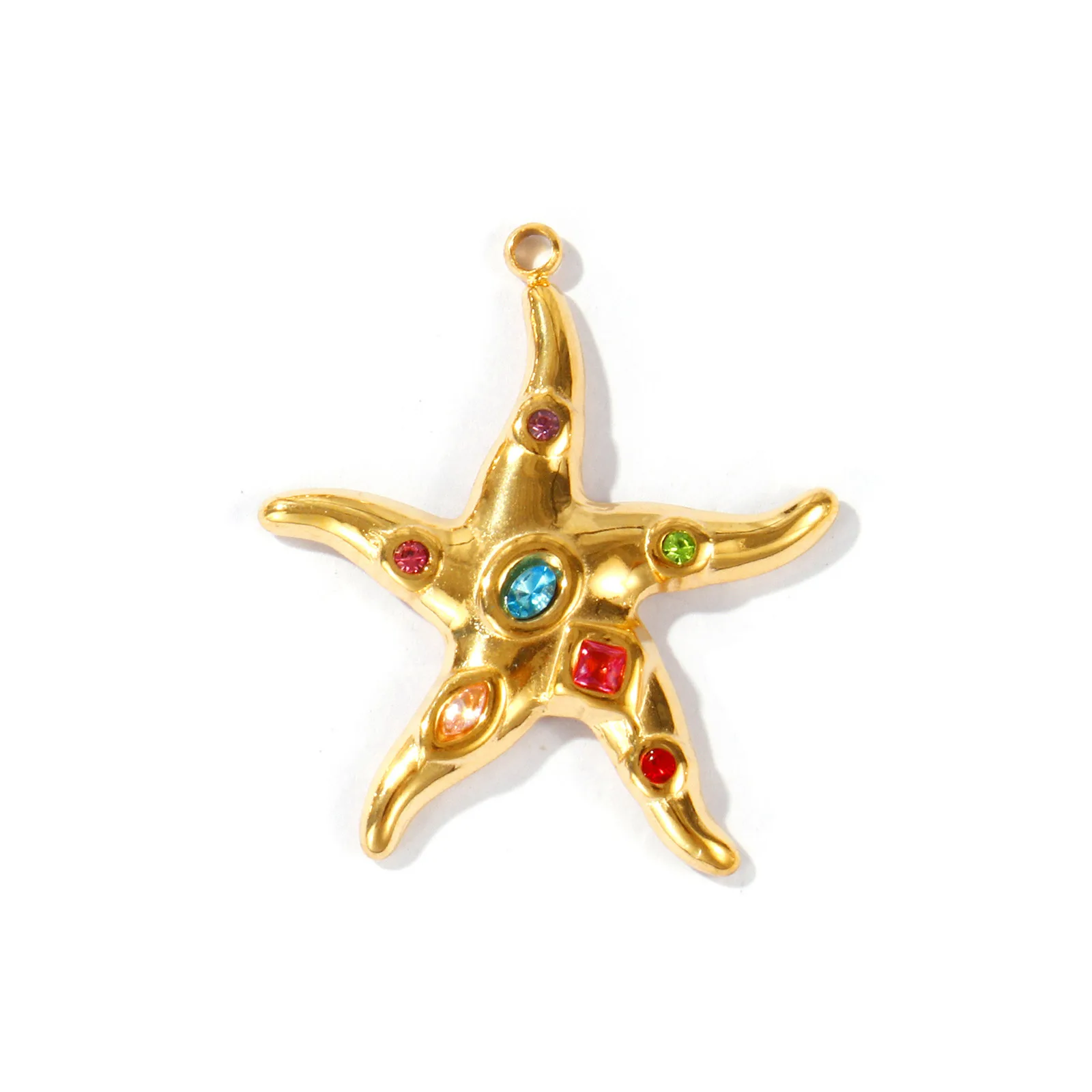 2 Stück wasserdichter Ozean-Schmuck aus 304 Edelstahl und Strass, 18 Karat vergoldete Seestern-Anhänger für die DIY-Herstellung, 3,2 cm x 2,8 cm – Detail 7