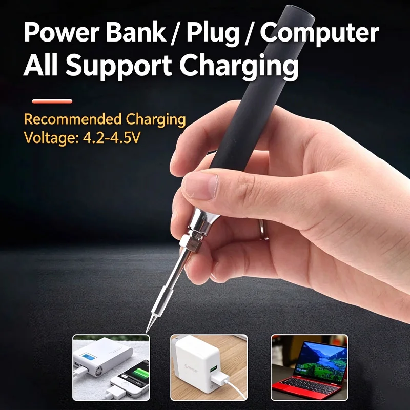 DZQJ Portable Internal Heating USB Rechargeable Mini Soldering Iron Wireless Handheld Solder Pen Welding Kit for Home&Dormitory