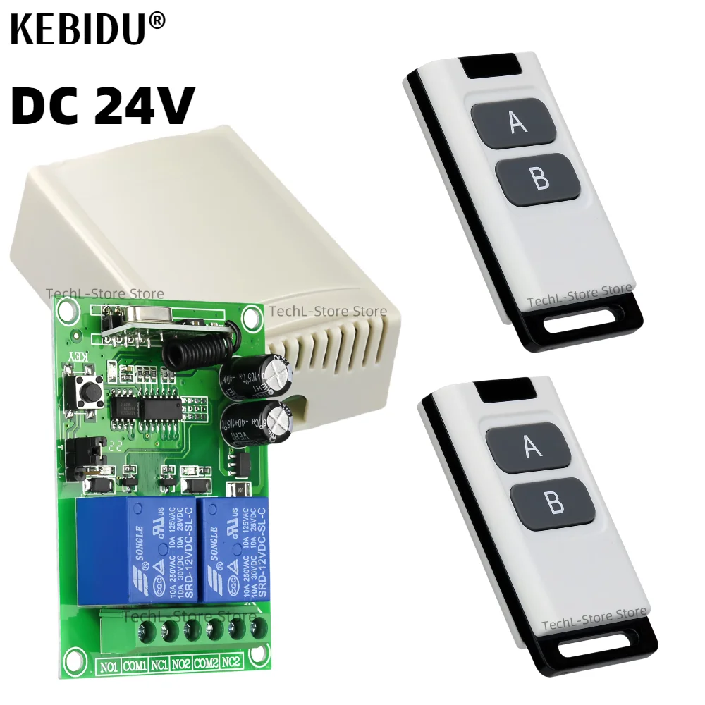 433mzh Universal Remote Control Switch DC 24V 2CH DIY Contact Relay Receiver Rf Transmitter for Gate Door Sliding Door LED