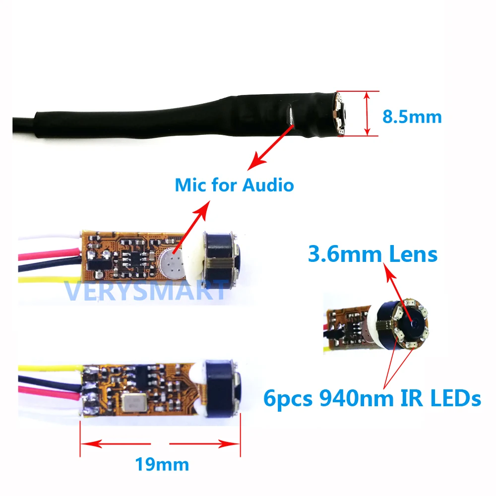 Imagem -02 - Cvbs Pequeno Mini Analógico Cctv Câmera de Segurança hd 3.6 mm 90 Graus 700tvl Pcs Infravermelho ir Leds Câmera Visão Noturna