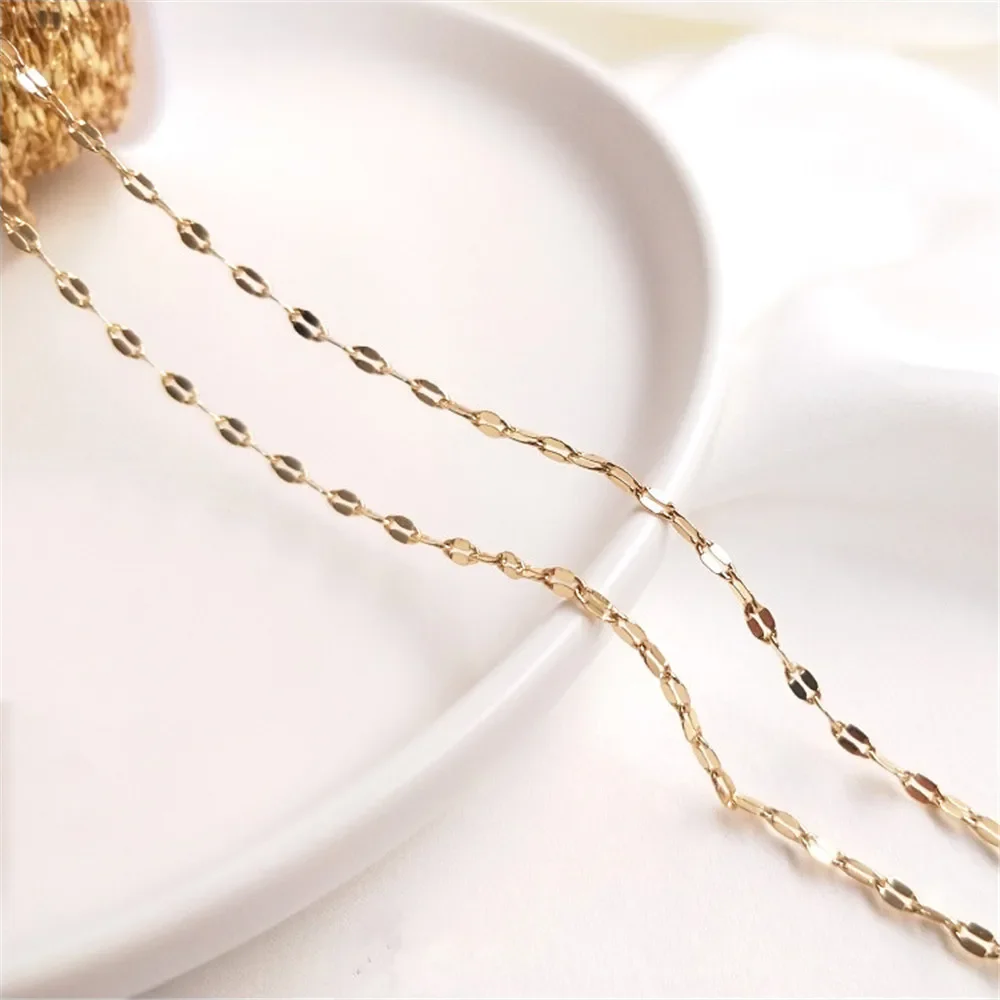 

14K Gold Plated Lip chain Korean version of shiny lips chain DIY jewelry necklace accessories loose chain