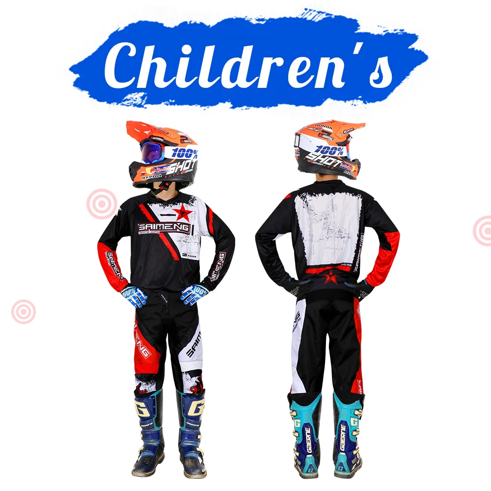 EW 2023 SAIMENG children's Motocross Jersey and Pants Kits MX Gear Set Combo mtb Off Road FLEXAIR Yout MTB ATV motorcycle racin