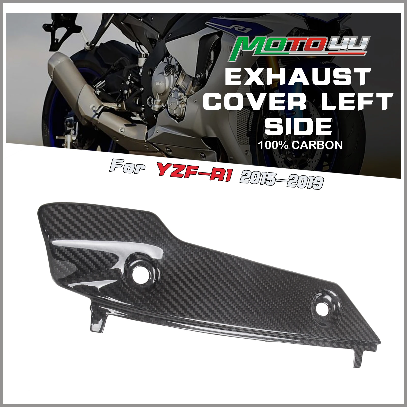 

MOTO4U For YAMAHA YZF-R1 2015 2016 2017 2018 2019 Carbon Fiber Carbon Fiber Exhaust Muffler Heat Shields Cover Bottom Left Side