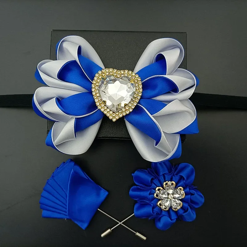 Camisas masculinas artesanais de alta qualidade, roupas para banquetes de casamento, bolsos com gravata borboleta, conjuntos de joias, acessórios