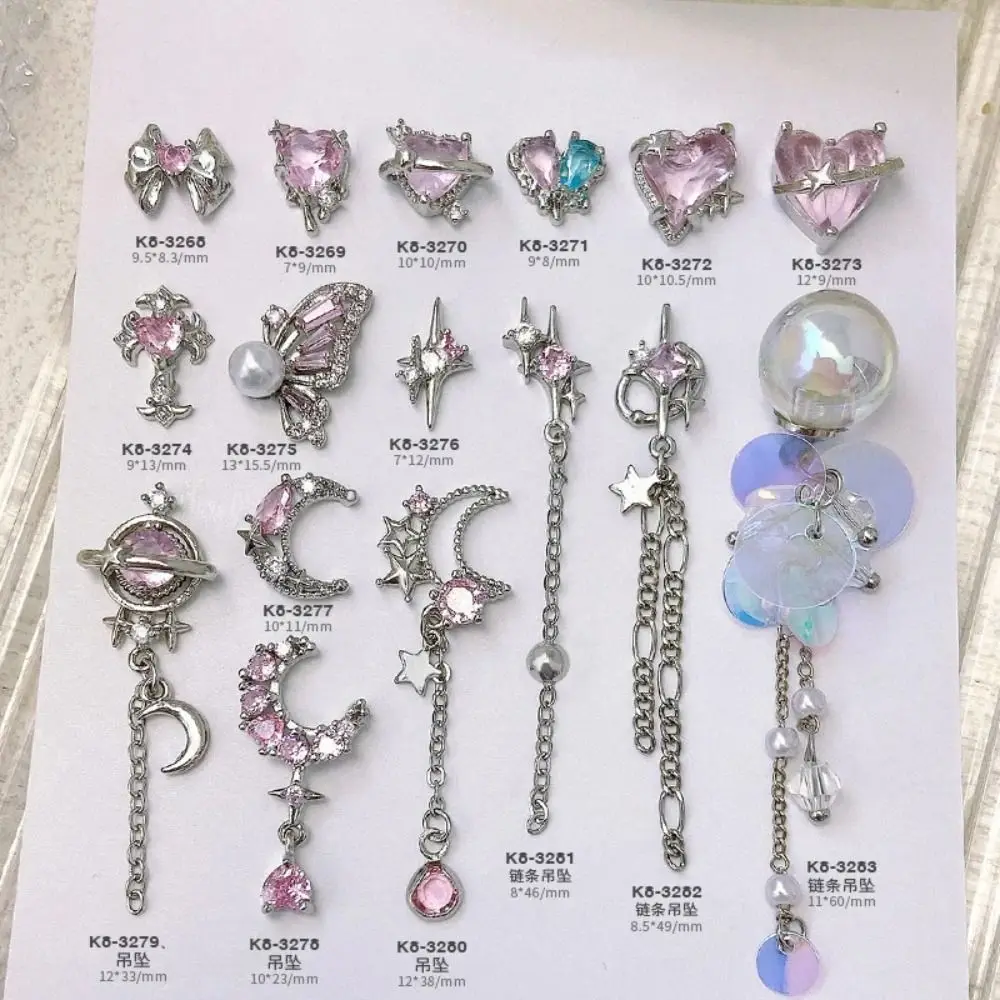 1PC Gorgeous Sailor Moon Figure Nail Charms Pink Crystal Bow Butterfly Nail Art Decor Gentle Y2K Nail Part DIY Manicure Supplies