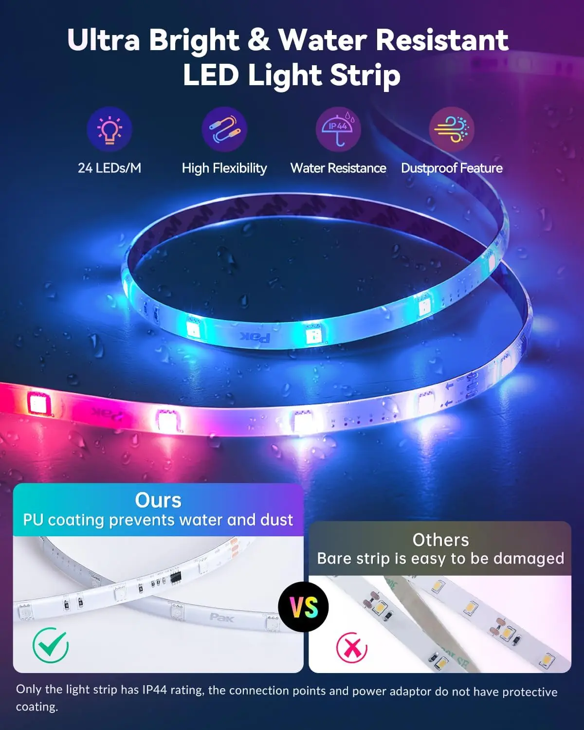 105ft Smart LED Strip Lights, RGBIC Color Changing with App, Remote & Voice Control, Music Sync for Home Decor