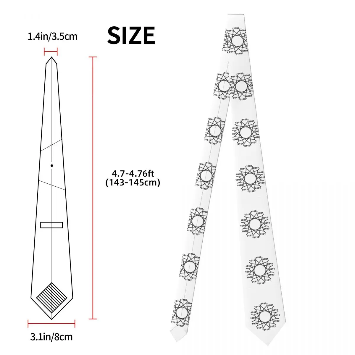Orologio binario con motivo geometrico Cravatta per uomo Cravatte sottili in poliestere di seta Abiti da sposa Cravatta Casual Gravatas