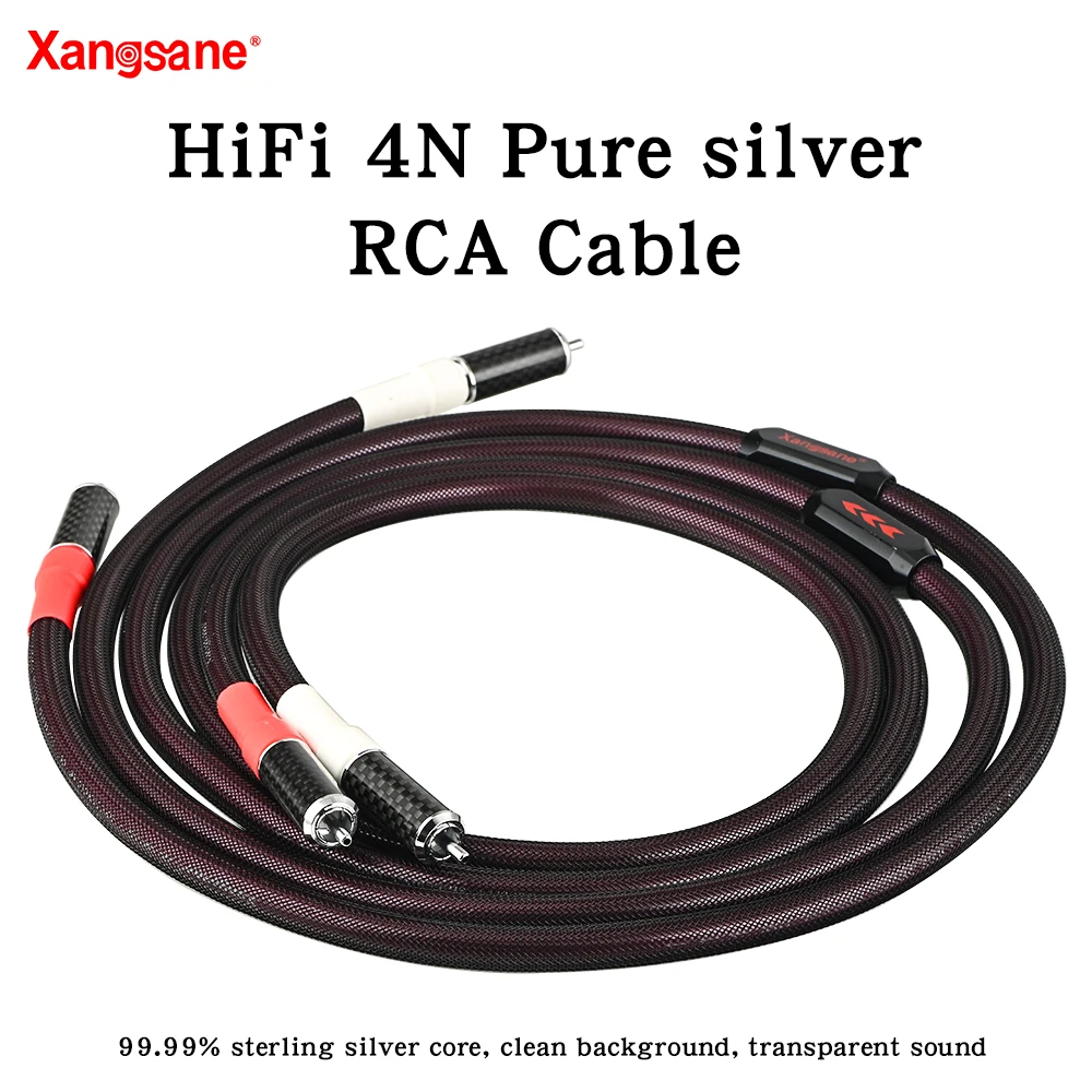 Xangsane 99.99% sterling silver rca drut z włókna węglowego hifi audio kabel sygnałowy wzmacniacz CD karta dźwiękowa współosiowa podwójna tarcza