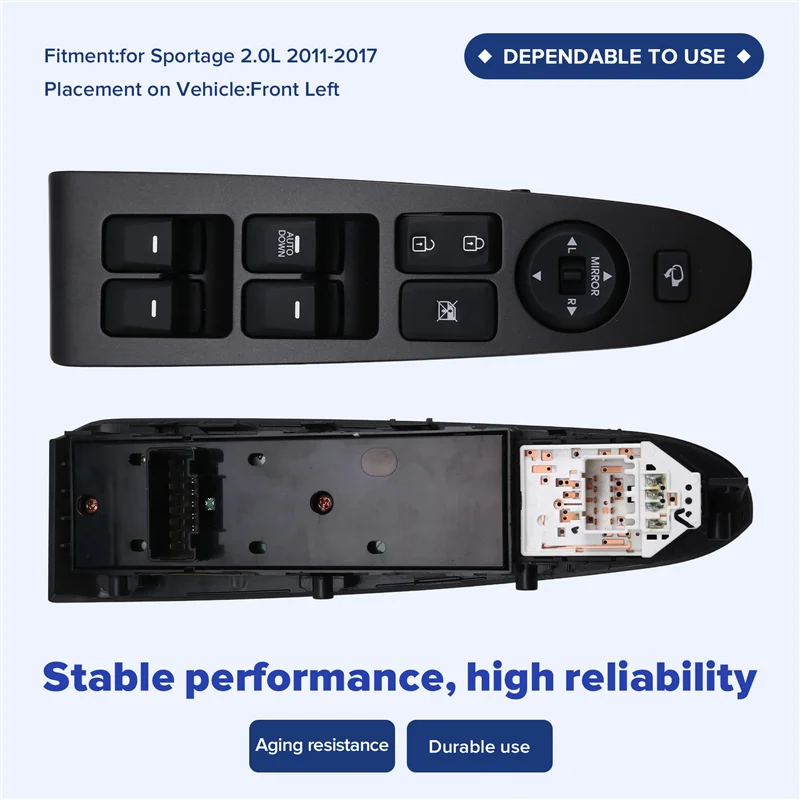 

93570-3W400WK Автомобильный переключатель стеклоподъемника "AUTO DOWN" Кнопка переключения для Kia Sportage 2.0L 2011-2017 935703W400WK LHD