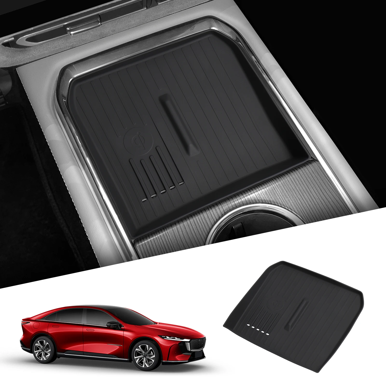 

LUCKEASY для Mazda EZ-6 2024 2025, автомобильная противоскользящая накладка, силиконовая центральная консоль, беспроводное зарядное устройство, аксессуары для интерьера, черный