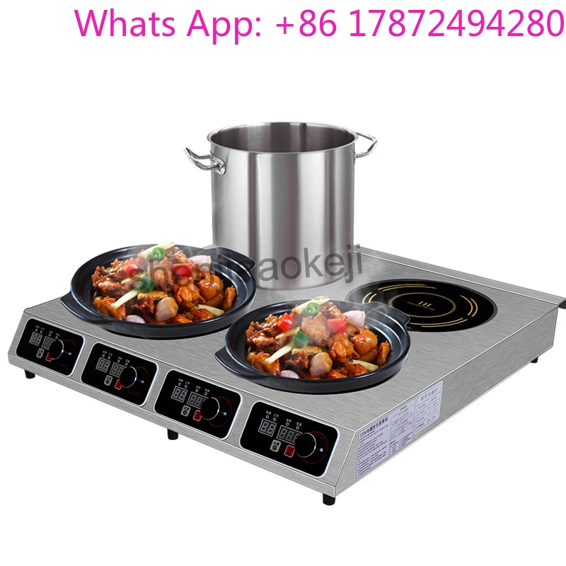 Commercial Induction Cooker Four Head Pot Furnace Rice Noodles Fennel Mala Tang High Power Clay Pot Furnace 220V 1pc